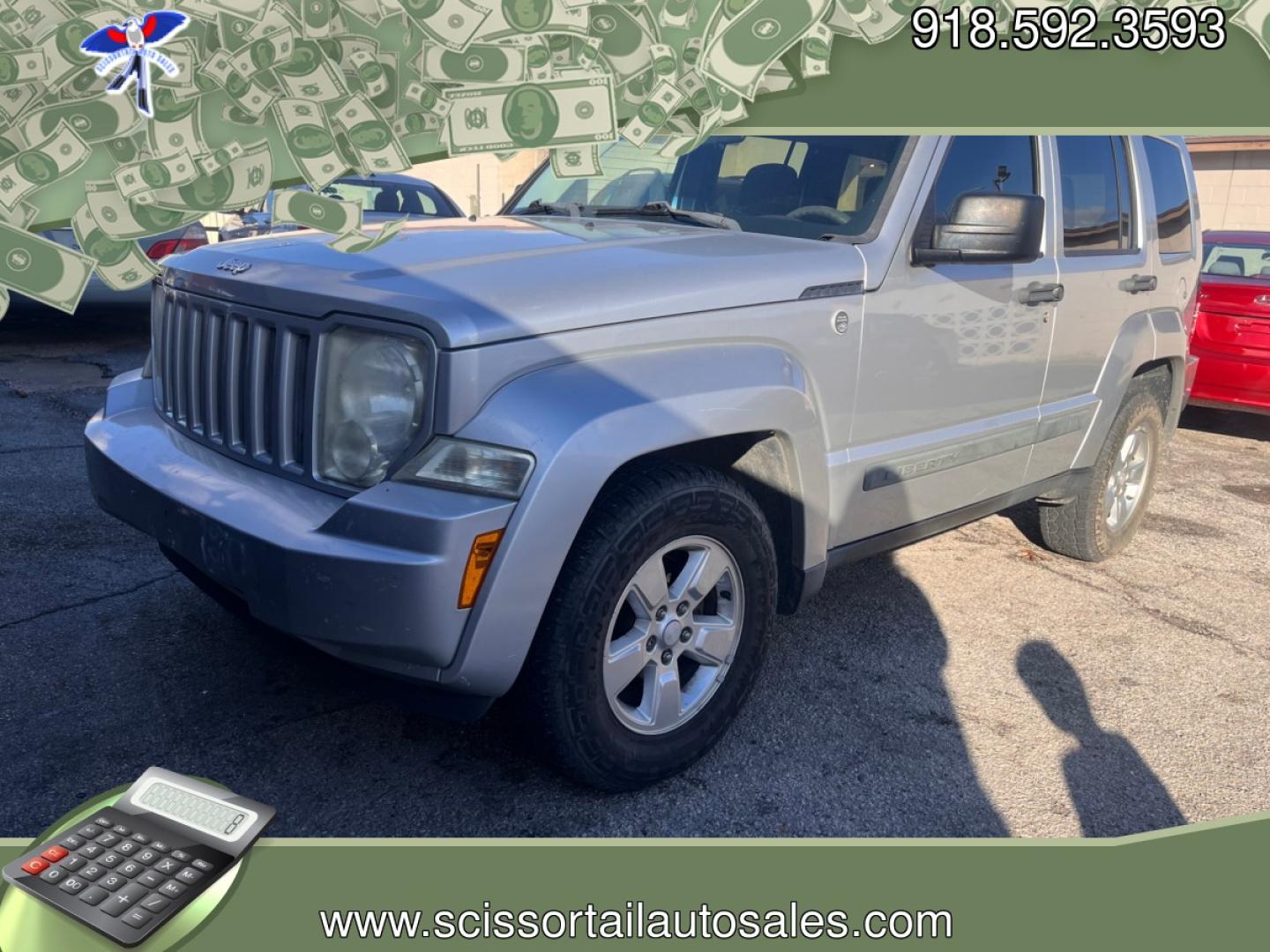 2010 SILVER JEEP LIBERTY SPORT Sport 4WD (1J4PN2GK5AW) with an 3.7L V6 SOHC 12V engine, 4-Speed Automatic transmission, located at 8101 E. Skelly Dr., Tulsa, OK, 74129, (918) 592-3593, 36.121891, -95.888802 - Photo#0